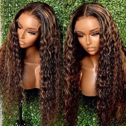 Synthetic Wigs Lace Curly Hair 13x4 Curly Water Wig Human Hairwig Piano Colour Lace Headband