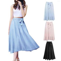 Skirts 2023 Women's Large Summer Lace Chiffon Half Length Skirt Medium Slim Pleated Pencil For Women