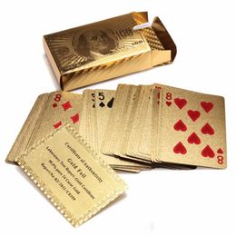 Card Games Original Waterproof Luxury 24K Gold Foil Plated Poker Premium Matte Plastic Board Games Playing Cards For Gift Collection D Dhkpg