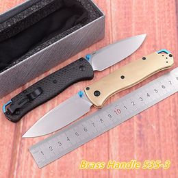 Messen JUFULE New Bugout 535 Brass Handle / Carbon Fibre 5353 Mark S90V Folding Pocket EDC Tool Camping Tactical Outdoor Utility Knife