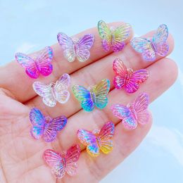 Decorative Objects Figurines 40Pcs Kawaii Cute 1216mm Shining Butterfly Flat Back Resin Cabochons Scrapbooking DIY Jewelry Craft Decoration Accessorie 230428