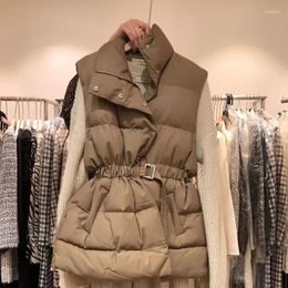 Women's Vests 2023 Down Cotton Tank Top Autumn/Winter Korean Version Fashion Style Waist Wrap Stand Up Collar Coat Jacket