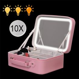 Compact mirror Sport LED Lighting Makeup Mirror Bag Large Aesthetic Travel case PU Leather Makeup Tool Vanity 231128