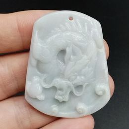 Certified Lavender Burma Natural Type A Jade Jadeite Carved Dragon Bead Pendant