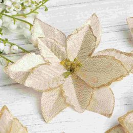 Decorative Flowers Glitter Cloth Flower Shiny Cute Simulation Pendant For Holidays Christmas Drop Ornaments