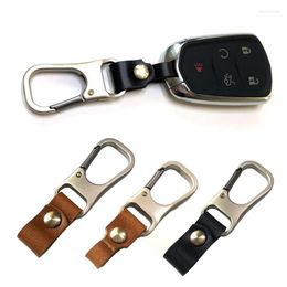 Keychains High-End Keychain Luxury Leather Alloy Men Car Key Chain Waist Trinket Ring Carabiner Holder The Business Gifts For