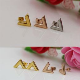 Cute Size Stainless Steel Fashion Studs Silver Rose Gold Earring Women Designers Earings V Letter High Polished Classic Jewellery Wh2460