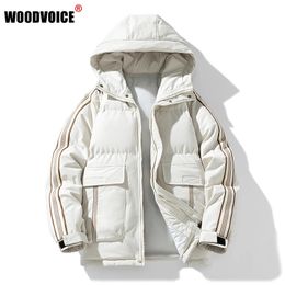 Mens Down Parkas Winter Jacket Men Casual Loose Thicken Warm Solid Stand Collar Coat Man Hooded Cotton Jackets Autumn 231129