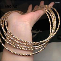 Pendants MIQIAO Silver 925 Italy Necklace Two Three Lines Colors Woven Chain Jewelry 40 45 50 CM Rose Gold Color Women's Neck