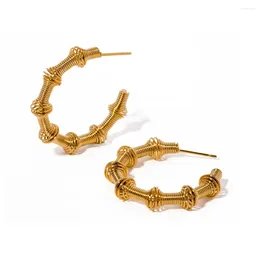 Hoop Earrings ALLME Trendy Spring Twist C Shape For Women Man Unisex 18K Gold PVD Plated Stainless Steel Non Tarnish Earring