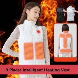 Men's Vests 9 Places Heated Jacket for Women Coat Winter USB Intelligent Electric Heating Thermal Warm Clothes Winter Heated Vest Plus Size 231128