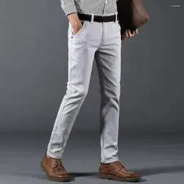 Men's Pants High Waist Trousers Men Stylish Straight Leg With Side Pockets Solid Colour Autumn Winter