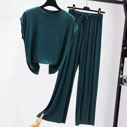 Women's Two Piece Pants Home Wear Pieces Set Pure Colour Women Summer Pyjamas Clothing