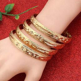 Bangle 4pcs Dubai Gold Bangles For Women Men Color Wide Bracelets African European Ethiopia Jewelry