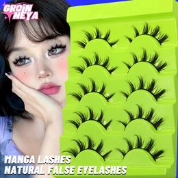 False Eyelashes Manga Lashes 3D Natural False Lashes Cat Eye Lashes Natural Look Manga Lashes Soft Cross Wispy Natural Eyelash Extension Q231129