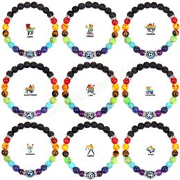 12 Zodiac Bracelet 7 Chakra Lava Constellation Yoga Bangles For Women Men Libra Leo Aries Friendship Bracelet Jewelry