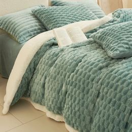 Bedding sets Coral Fleece Duvet Cover for Bedding Warm Thicken Comforter Sets Quilt Cover Nordic Sling Duvet Cover 220x240 Velvet Bed Linen 231129