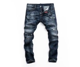 Men's Jeans Stree uare Fashion Street 2022 People Style Motorcycle Cowboy Pants Ripped Leisure Slender Inkjet DMen's6839463