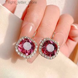 Stud New Fashion Pink Colour Zircon Drop Earrings for Women Vintage Glossy Arc Bar Long Thread Tassel Jewellery Gifts Hanging Pendientes YQ231128