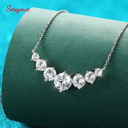 Chokers Smyoue 1 7 5CTTW All Necklace for Women Smile Princesses Sparkling Diamond Pendant S925 Sterling Silver Plated PT950 231129