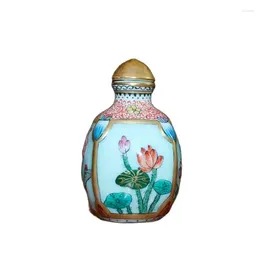 Bottles Chinese Famille Rose Porcelain Snuff Bottle Gold Gilding Painted Flower Statue Gifts Snuffbox Peking Fine Gift Hobby Collect