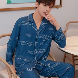 Men's Sleepwear Pajamas For Men Spring And Autumn Long Sleeve Cotton Silk Nightdress Set