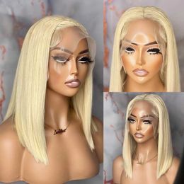 Synthetic Wigs 2024 Selling Lace Women's Wig Headcover Light Gold Long Straight Hair Lace Front Wig Cover