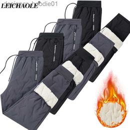 Men's Pants S-7XL Plus Size Pants Men Fleece Down Pants Men Winter -30 Degree Outdoor Windproof Down Trousers Men Thick Warm Snow Bottom Men L231129