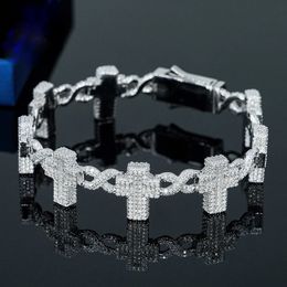 Chain Hiphop 16MM Iced Out Cross Cuban Bracelet Necklace 925 Sterling Silver Fine Jewellery White Gold Party Birthday Gift 231129