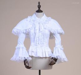 Women039s Blouses Spring Women White Shirt Vintage Victorian Ruffled Lace Blouse Ladies Gothic Tops Lolita Princess Costume Sha8991804