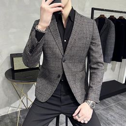 Men's Suits Spring High Quality Plaid Suit Jackets/Male Slim Fit Fashion Business Tuxedo/Man Clothing Office Casual Dress Blazers 4XL