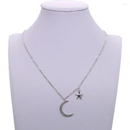 Chains 2023 Xmas Jewellery Drop Drip Micro Pave Sparing Bling Tear Cz Station Star Moon Charm Necklace Gold Colours 41 5cm