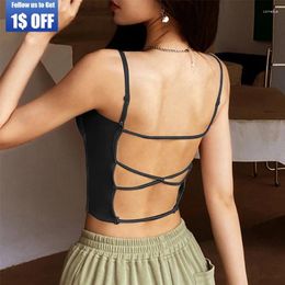 Women's Tanks Summer Y2K Girls Sexy Tube Tank Top Blackless Corset Crop Tops Women Sleeveless Bra Spaghetti Strap Cami For Party Club