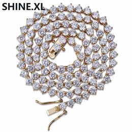 18 Karat vergoldete 1-reihige 4-mm-6-mm-Diamant-Eis-Out-Kette, Makro-Pavé-CZ-Hip-Hop-Tennis-Halskette2514