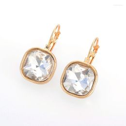 Dangle Earrings Wholesale Gold Colour Plated Square Stud Fashion Austrian Crystal Rhinestone Earring For Women Party Wedding Jewellery