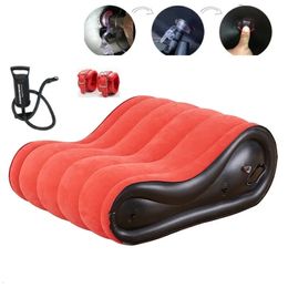 Bondage Inflatable Multi-function Air Pump Sex Sofa Flocking Furniture Bed Chair Foldable Portable Lovers Pose Stimulating Toys 231128