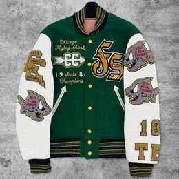 Womens Jackets Mens Varsity Leather Baseball Jacket Men Women Vintage Embroidery Letter Patchwork College Coats Hip Hop Bomber Coat