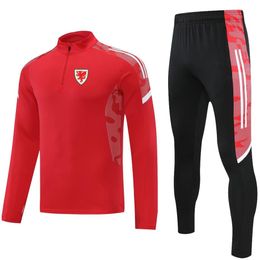 Wales National Football Team Men's Tracksuit Jacket Pants Soccer Training Suits Sportswear Jogging Wear Adult Tracksuts343T