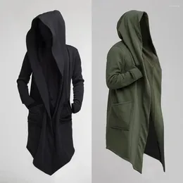 Men's Trench Coats Fashion Hoodie Mens Womens Warm Hooded Solid Coat Jacket Spring Autumn Cardigan Burning Man Costume Oversize