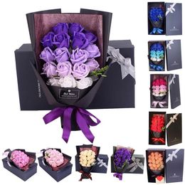 Decorative Flowers & Wreaths 18pcs Creative Scented Artificial Soap Rose Bouquet Gift Box Simulation Valentines Day Birthday Decor265z