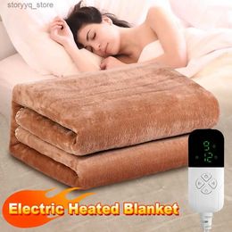Electric Blanket 220V Coral Fleece Throw Heated Electric Sheet ThickenThermostat Electric Blankets Security Electric Heating Blanket Mattress Q231130