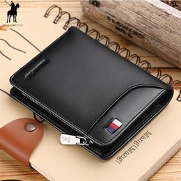 Brand Genuine Leather Men Wallet With Card Holder Man Luxury Short Wallet Purse Zipper Wallets Casual Standard Wallets Pl293 Y19052435