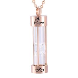 Fashion rose gold Hourglass Urn Necklace Cremation Ashes Memorial Jewelry Transparent Pendants Fill kit & Chain270D