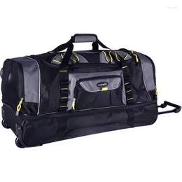 Storage Bags Travellers Club Adventurer 30" 2-Section Drop-Bottom Rolling Duffel Travel Luggage Suitcase Clothes Organiser