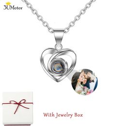 Pendant Necklaces 2023 Customized Po Projection Necklace Personalized Women Heart Christmas Jewelry Gift With Box 231128