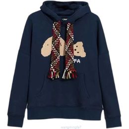 0sog Designer Clothing Pa Sweatshirts Fashion Palmes Angels Tassel Strap Broken Head Bear Navy Loose Hoodie Men and Women and Sweater Luxury Casual Sportswear