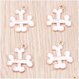 Charms Charms 10Pcs Cartoon Funny Halloween Crossed Bone Metal Charm Diy Accessory Earrings Necklace Keychain Jewelry Making Findings Dheuc