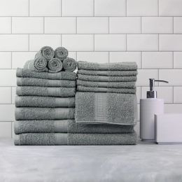 Bath Towel Mainstays Solid 18-Piece Bath Towel Set School Grey Home Textile 231129