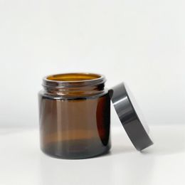 Storage Bottles 90ML Brown Candle Can With Lid Multipurpose Glass Container