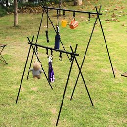 Organisation Lightweight outdoor Folding Camping Shelf Aluminium Alloy Clothes Storage Hanger Cookware Eequipment Hanging Rack Triangle Rack